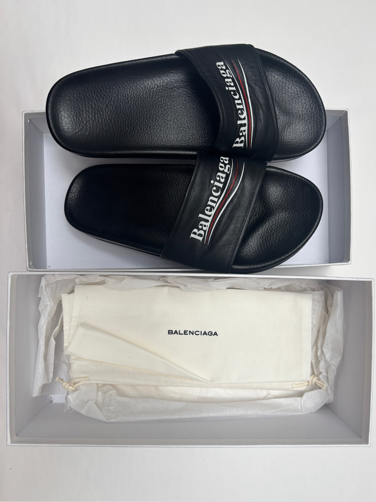 Balenciaga — Political Campaign Pool Slide Slipper, Size 41