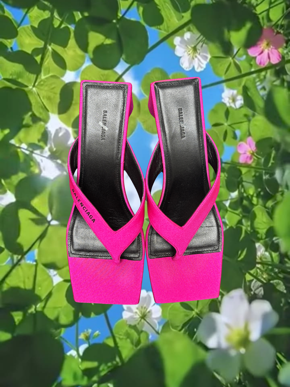 Balenciaga — Pink Double Square Thong Sandals, size 38