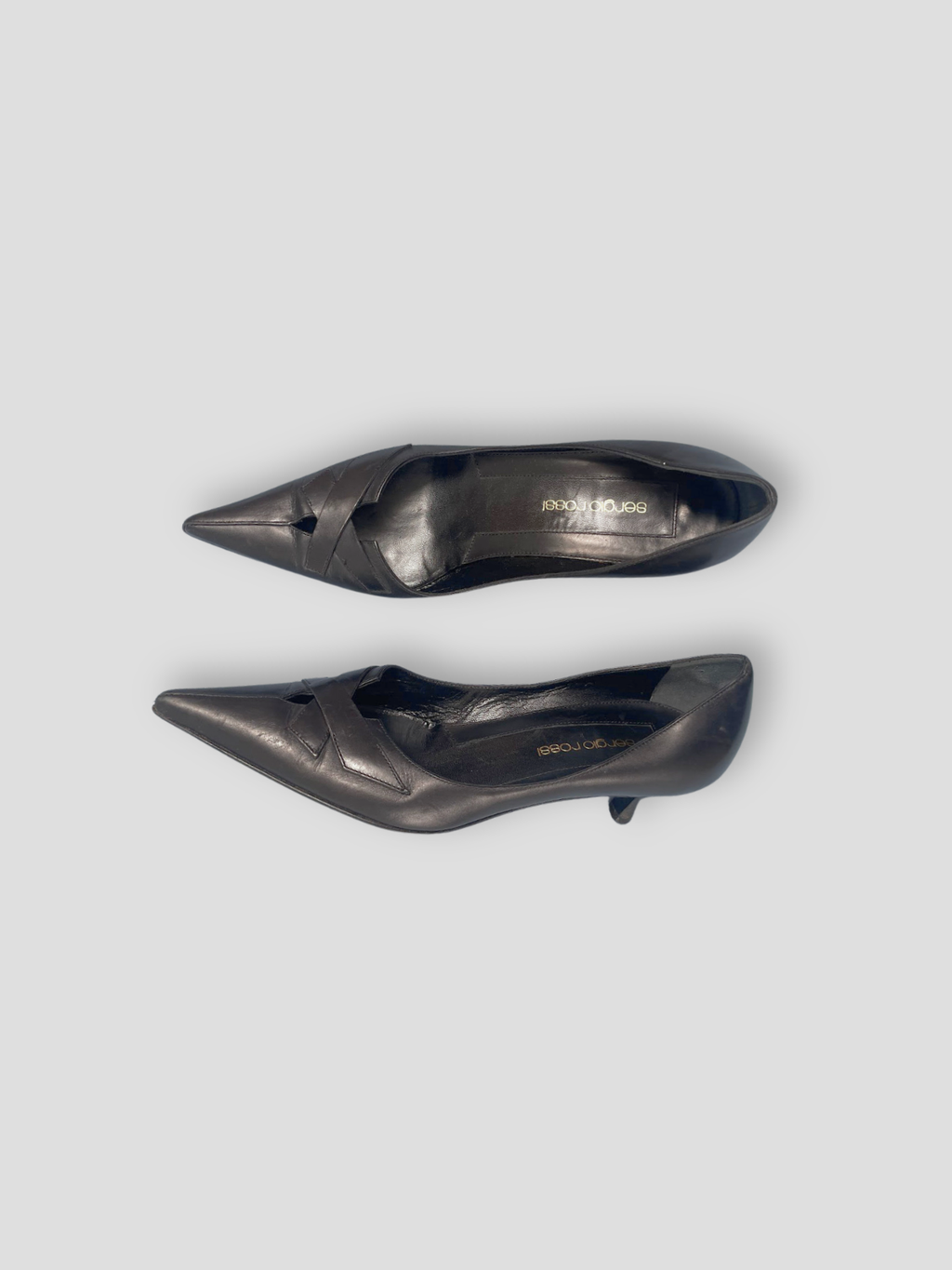Sergio Rossi — Escarpins en cuir à talon chaton années 90, Taille 37