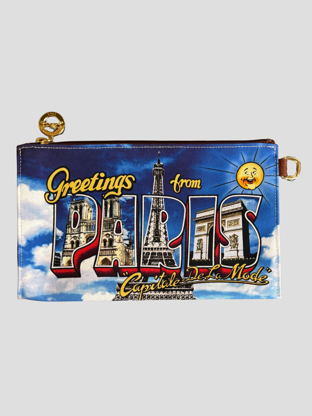 Longchamp x Jeremy Scott — Pochette en toile « Greetings from Paris », vers 2014