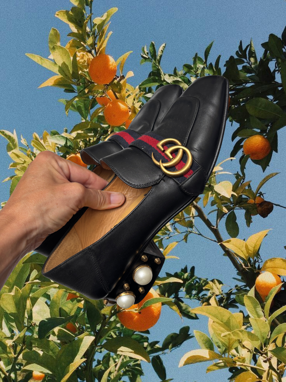 Gucci — Peyton GG Marmont Pearl Loafers, Size 38