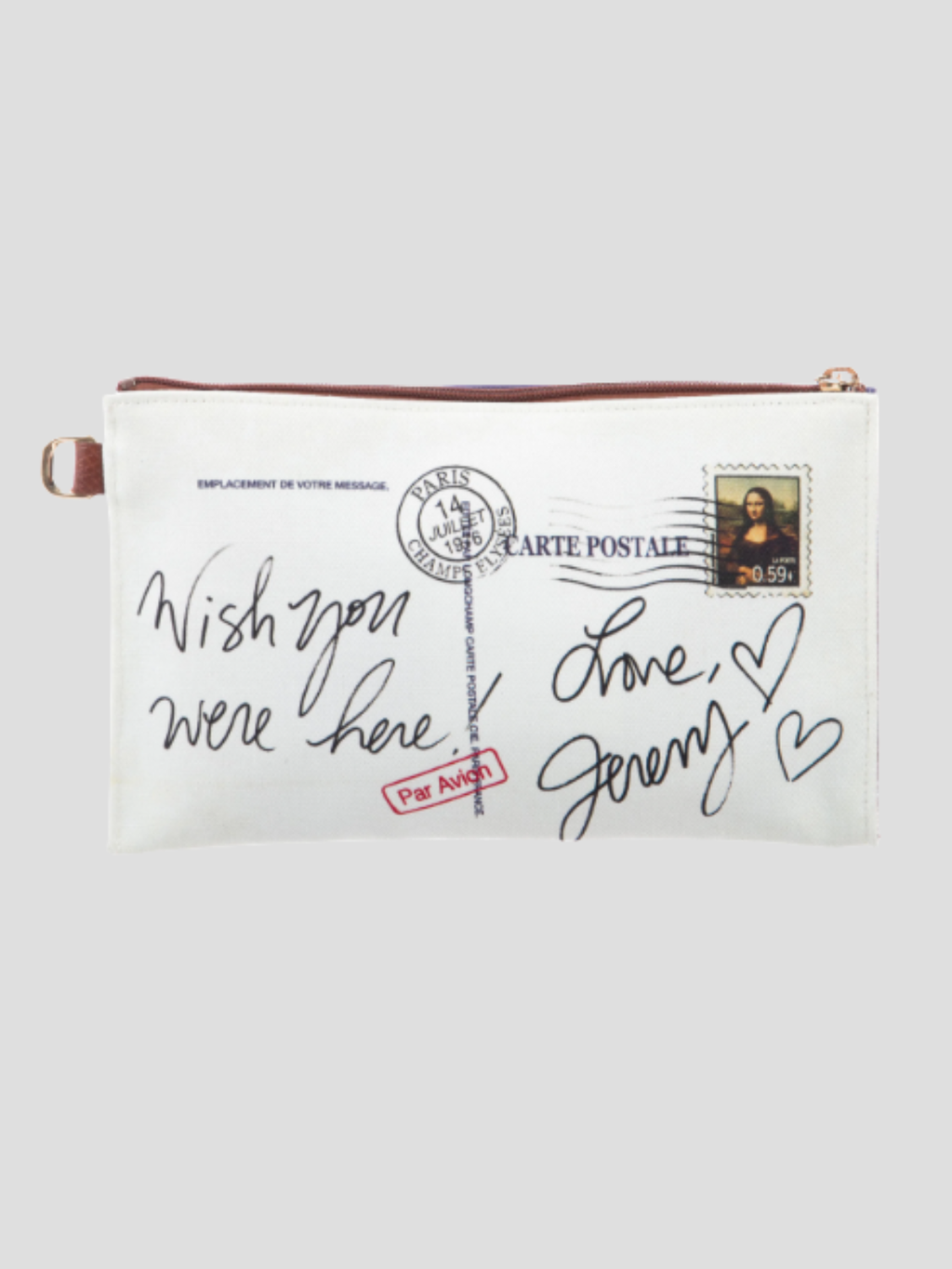 Longchamp x Jeremy Scott — Pochette en toile « Greetings from Paris », vers 2014