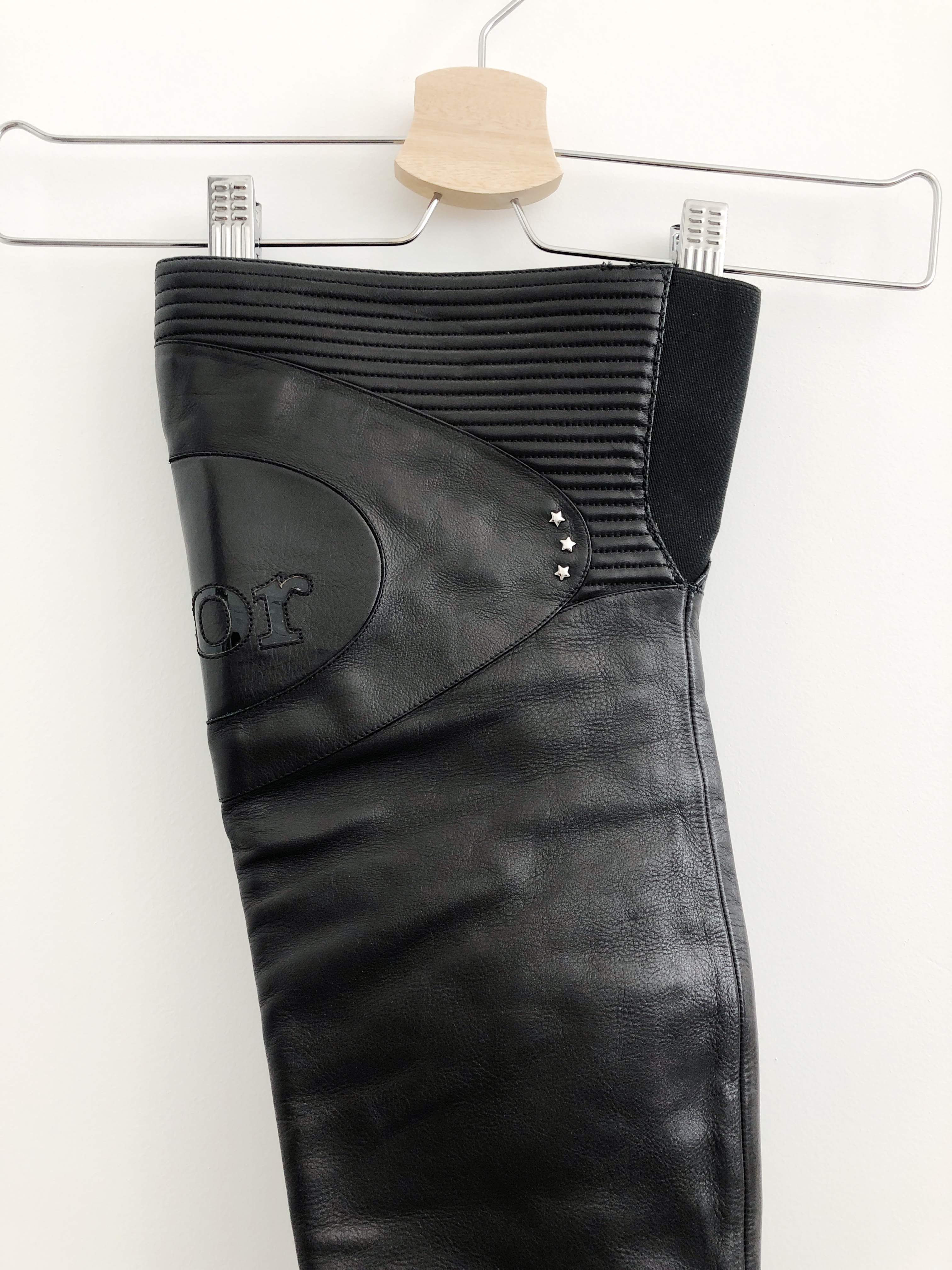 Christian Dior by John Galliano — Leather Over-the-Knee Motorcycle Boots SS2004, Size 38