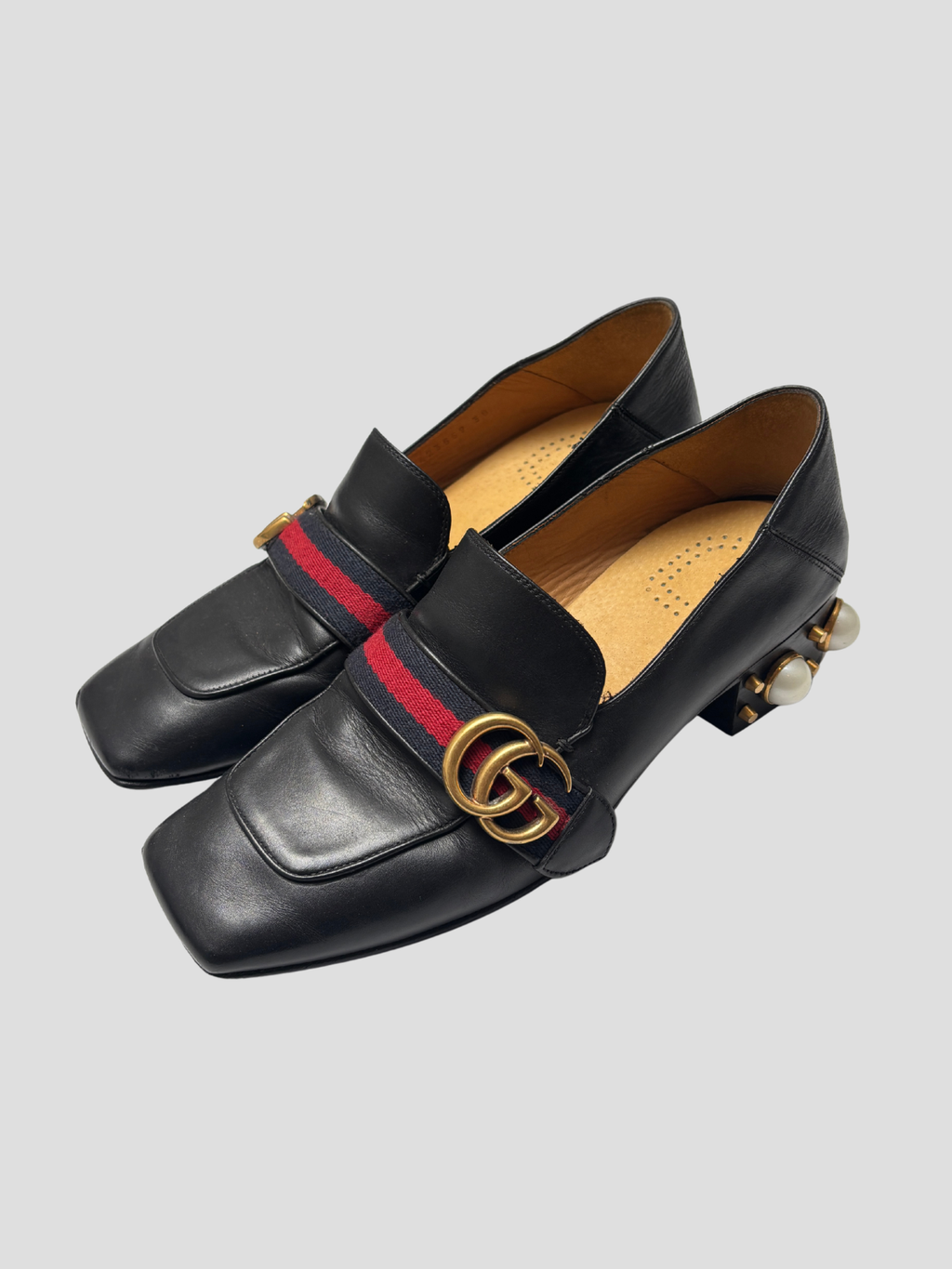 Gucci — Peyton GG Marmont Pearl Loafers, Size 38