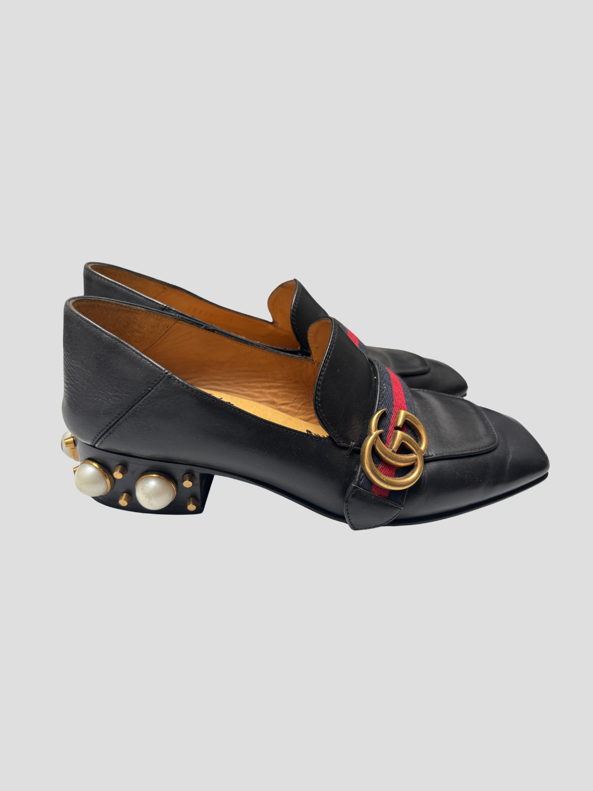 Gucci — Peyton GG Marmont Pearl Loafers, Size 38