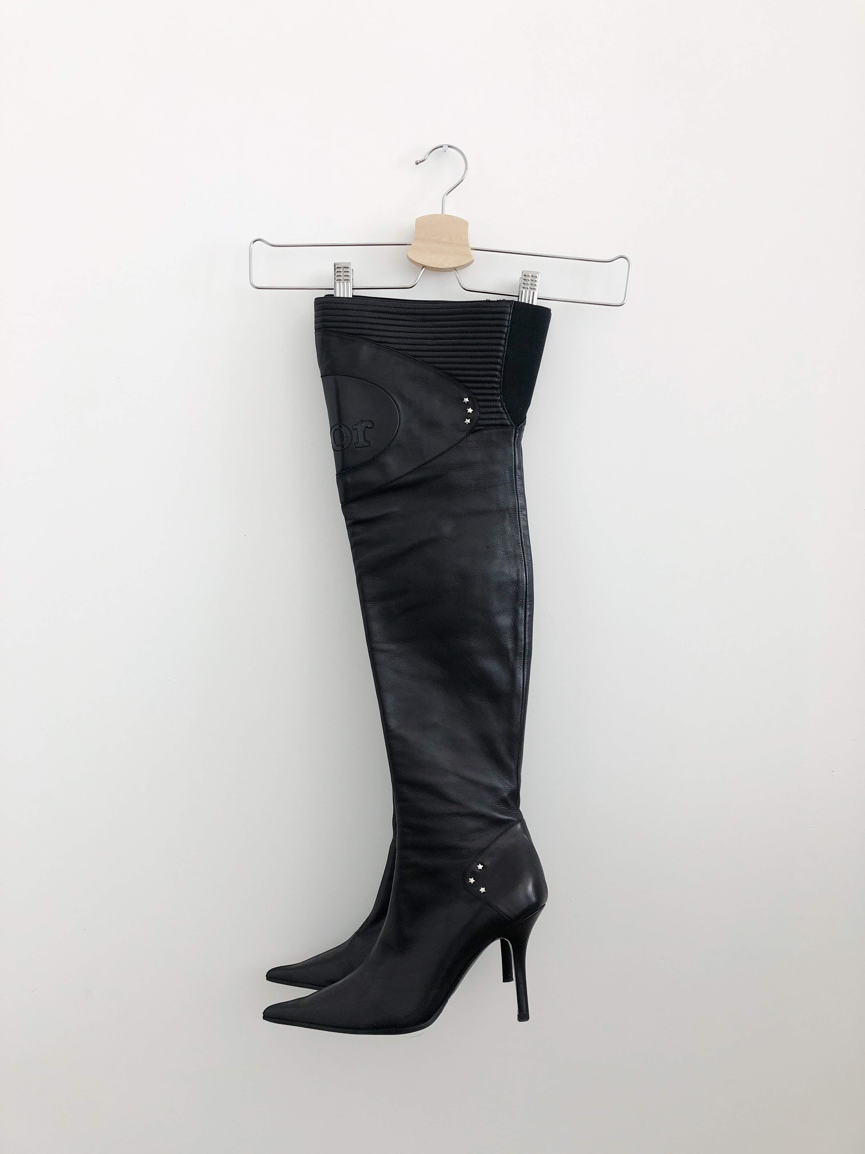 Christian Dior by John Galliano — Leather Over-the-Knee Motorcycle Boots SS2004, Size 38