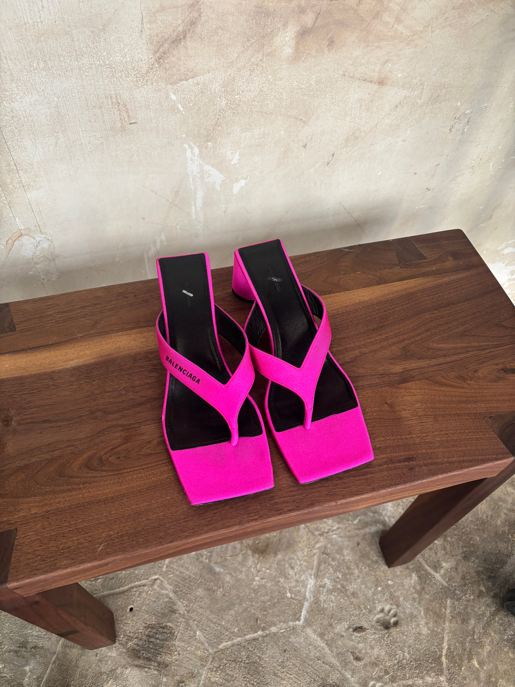 Balenciaga — Pink Double Square Thong Sandals, size 38