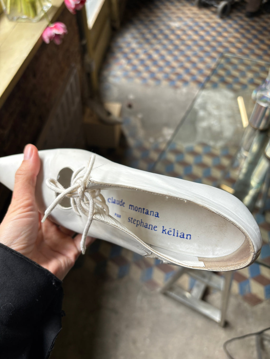 Claude Montana pour Stephane Kélian — Escarpins à lacets années 80, Taille 37
